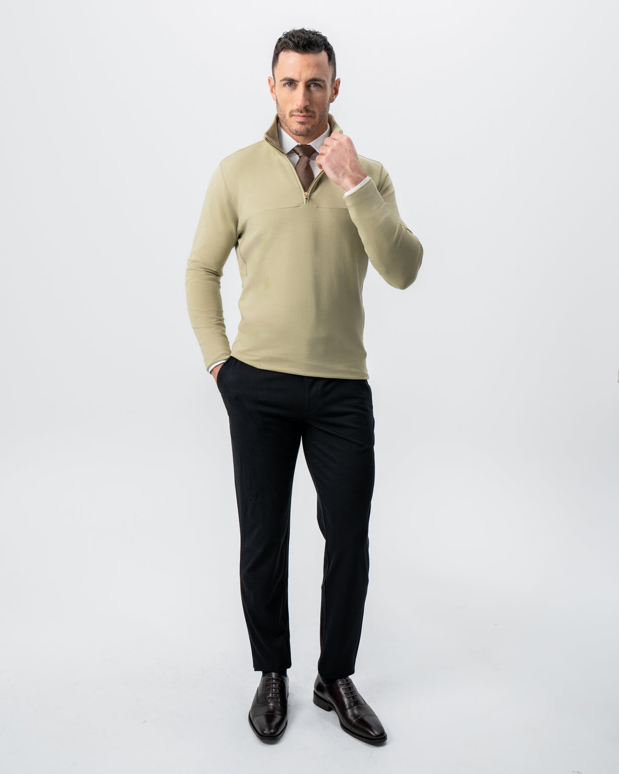 Quarter Zip - Light Olive