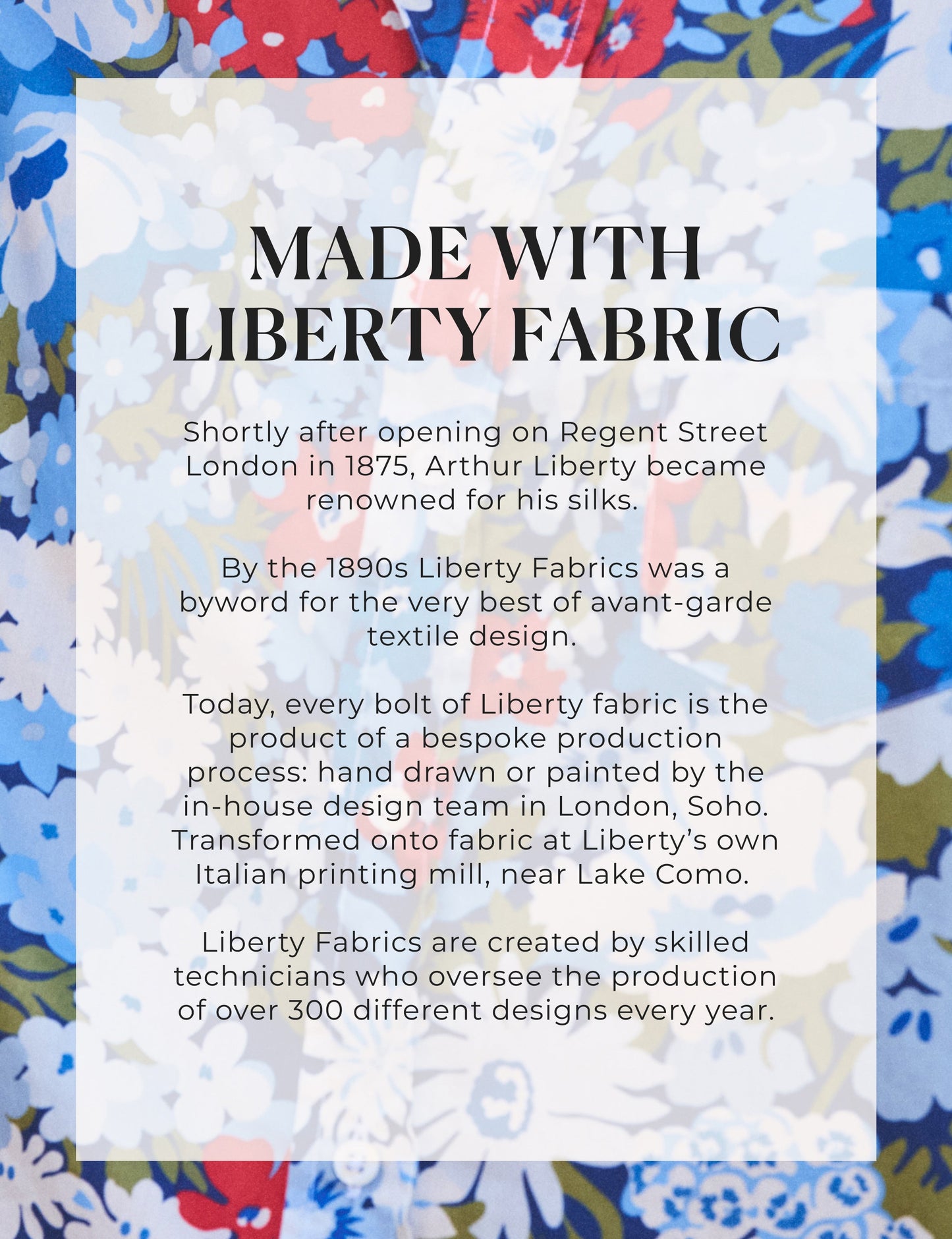 EILEEN Blue and Red Floral, Made with Liberty Fabric
