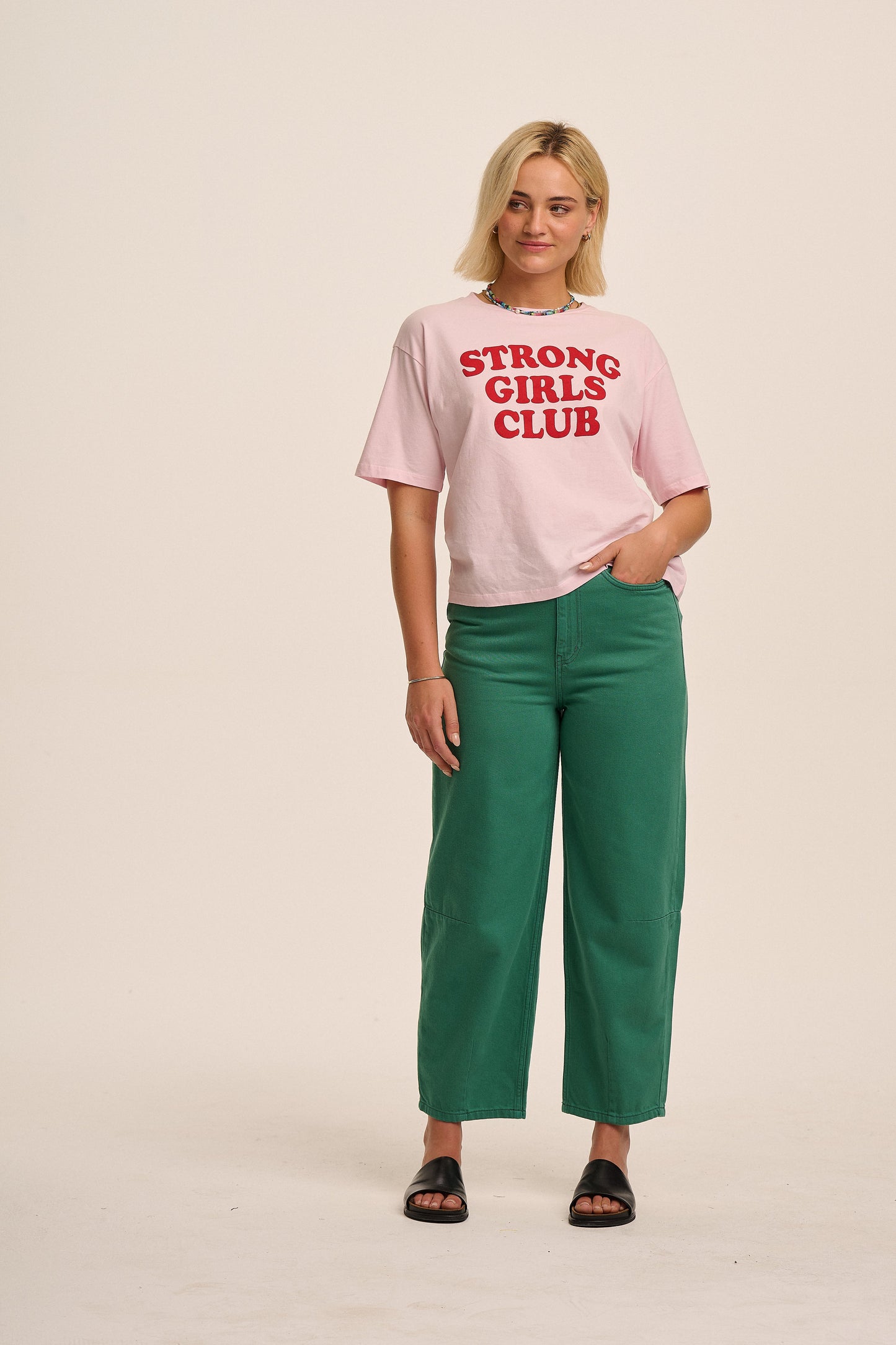 Maggie Barrel Leg Jean - Green
