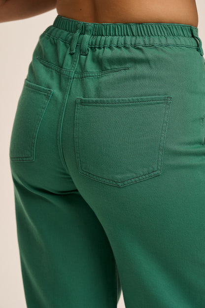 Maggie Barrel Leg Jean - Green