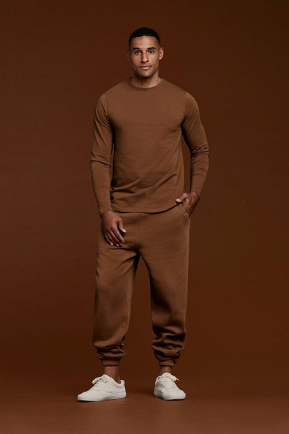 Long Sleeve Curved Hem T-Shirt | Chocolate