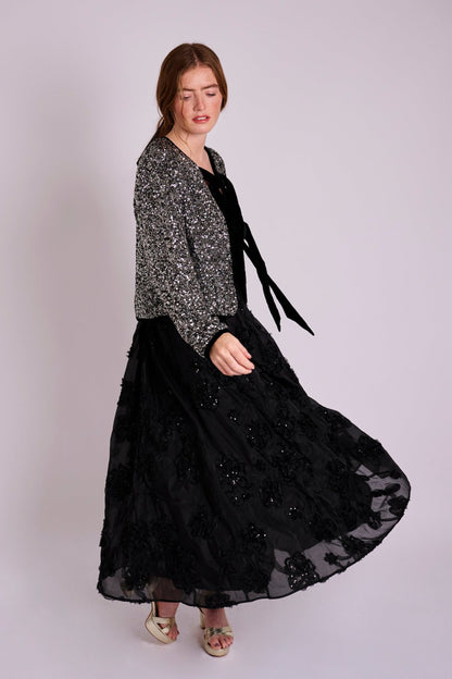 Eva Applique Circle Skirt - Black