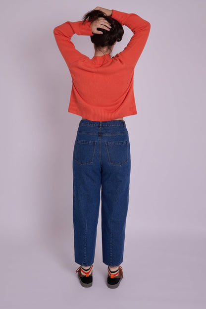 Dolly High Rise Barrel Leg Jean -  Mid Wash