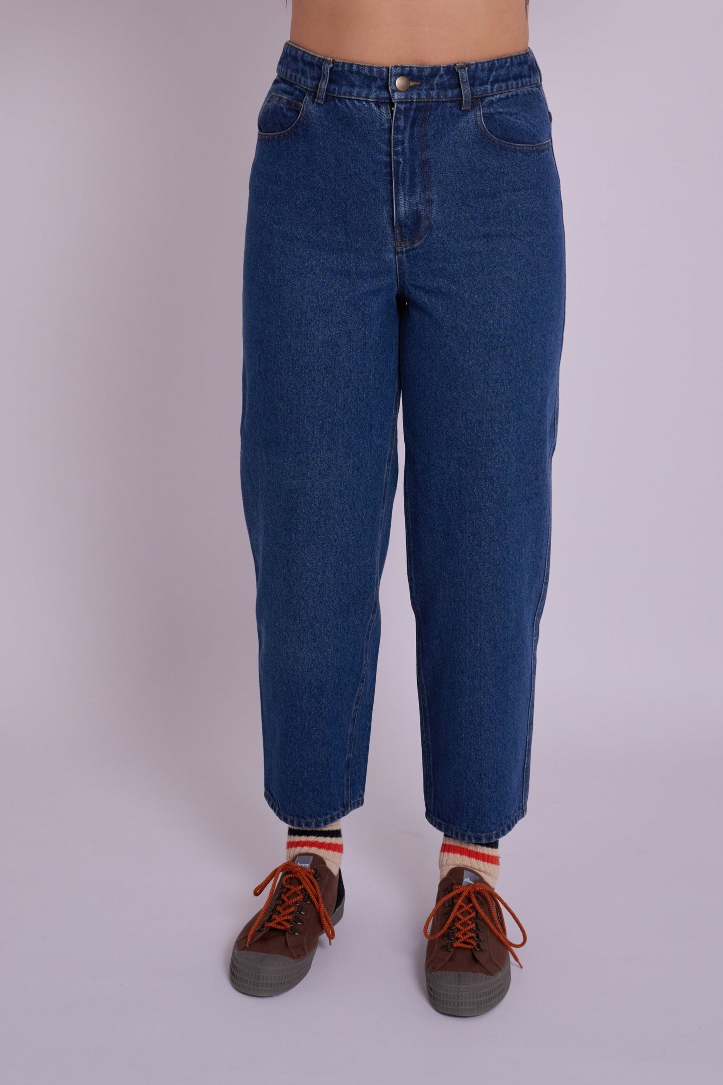 Dolly High Rise Barrel Leg Jean -  Mid Wash