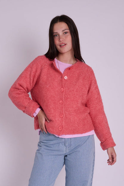 Clara Boucle Cardigan - Watermelon