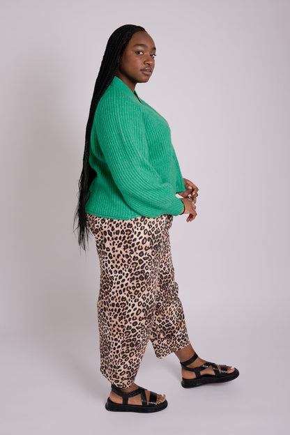 Peggy Trousers - Linen Leopard