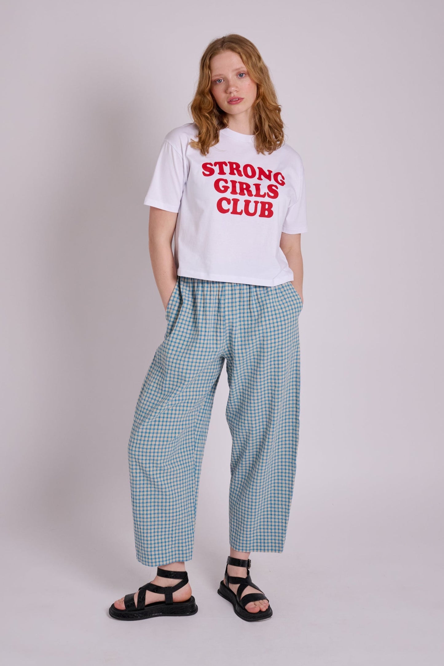 Peggy Trousers - Seafoam Rustic Gingham