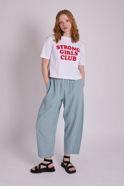 Peggy Trousers - Seafoam Rustic Gingham