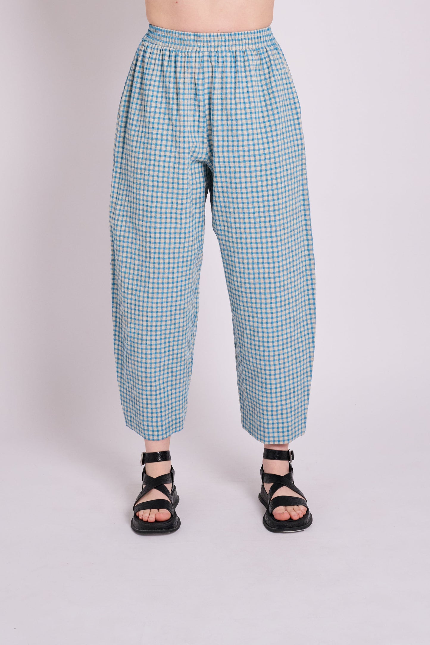 Peggy Trousers - Seafoam Rustic Gingham
