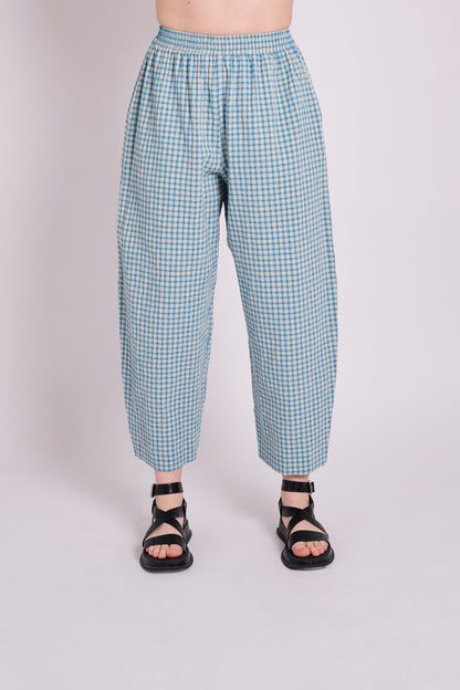 Peggy Trousers - Seafoam Rustic Gingham