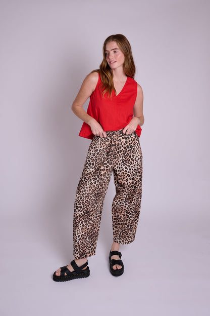 Peggy Trousers - Linen Leopard