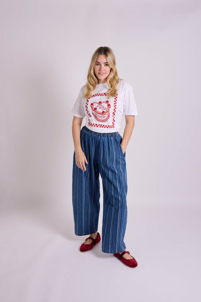 Ottie Trousers - Textured Denim Stripe