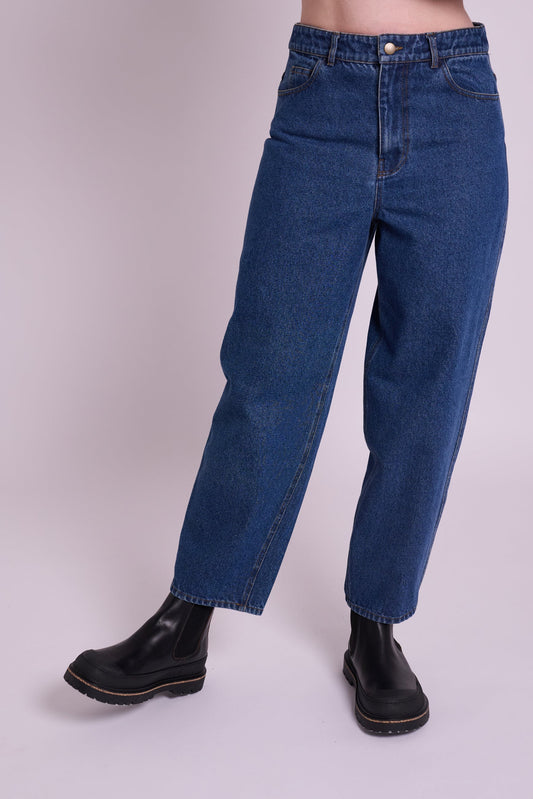 Dolly High Rise Barrel Leg Jean -  Mid Wash