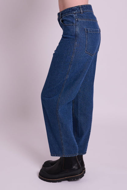 Dolly High Rise Barrel Leg Jean -  Mid Wash