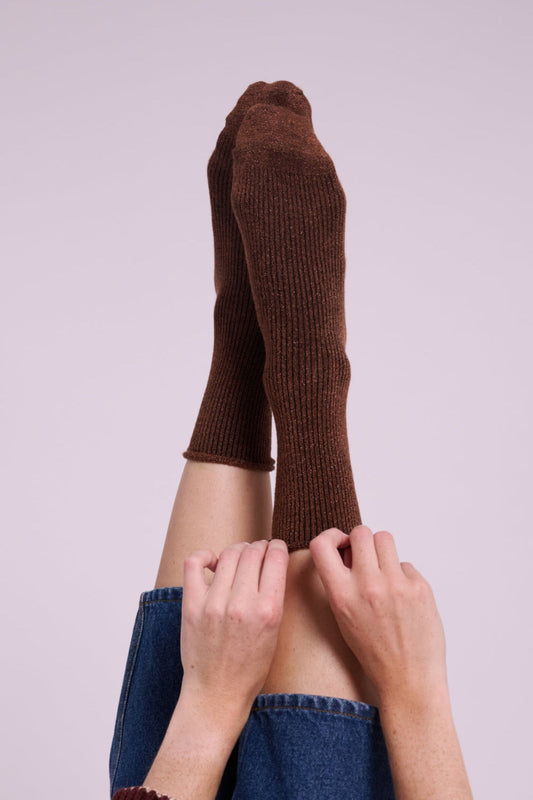 Klue Glitter Socks - Brown