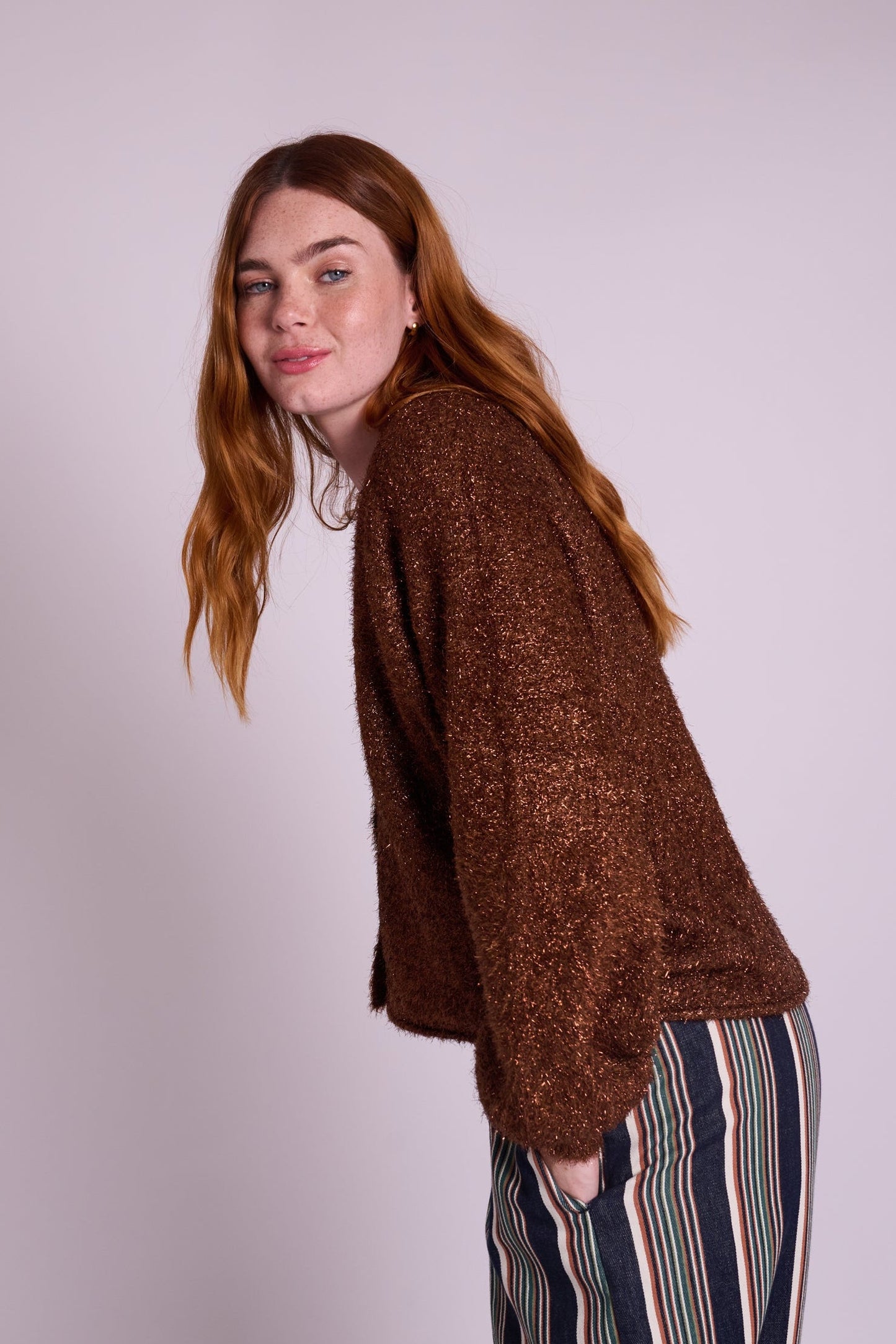 Sparkly Mabel Cardigan - Copper Espresso