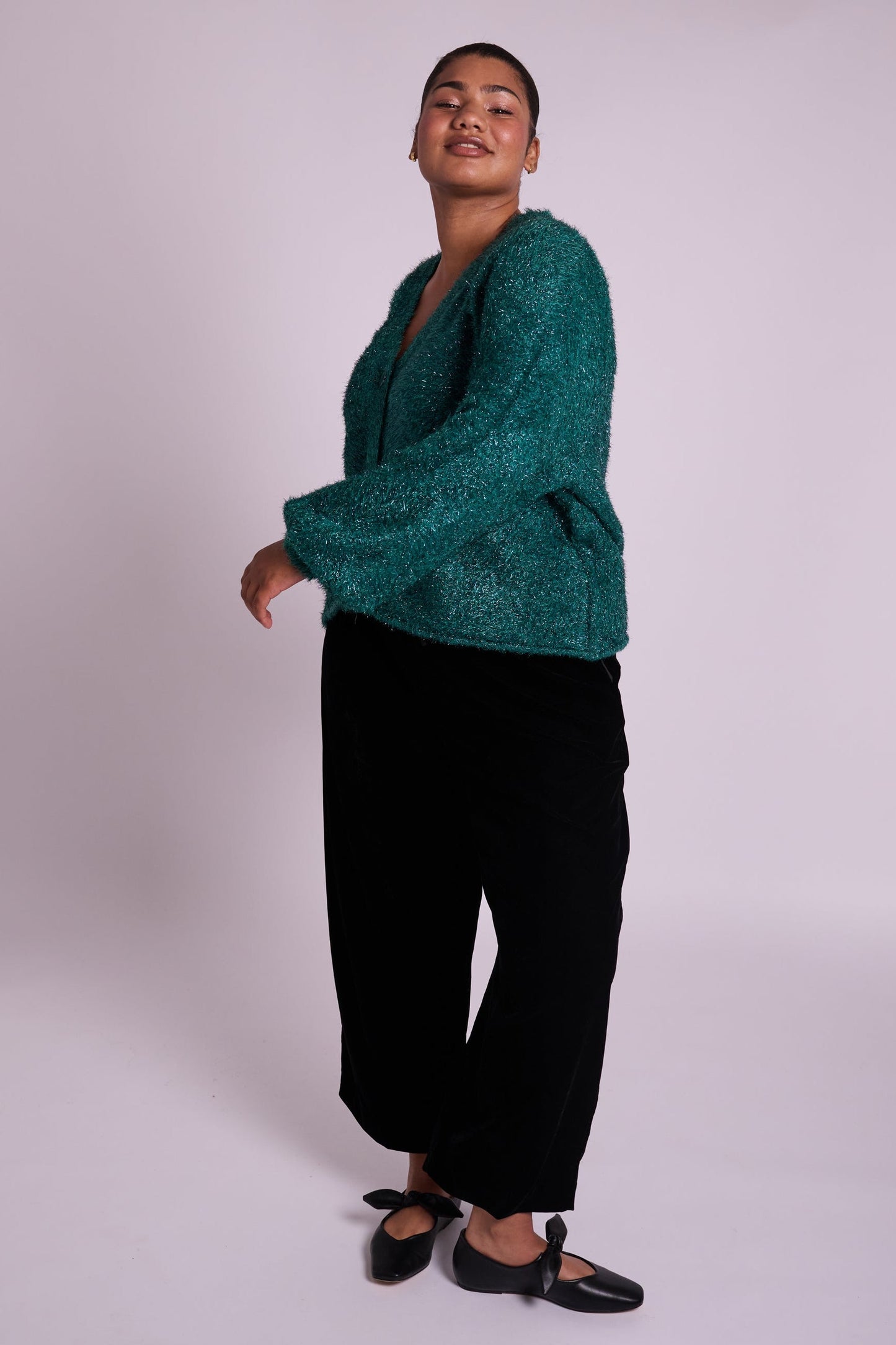 Sparkly Mabel Cardigan - Emerald Green