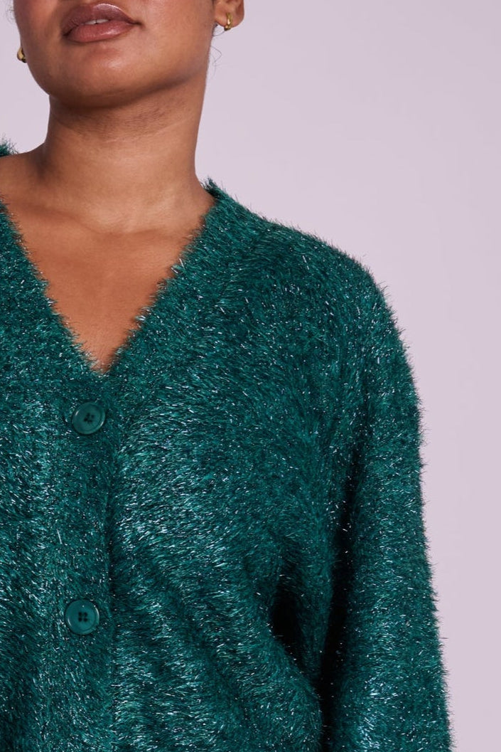 Sparkly Mabel Cardigan - Emerald Green