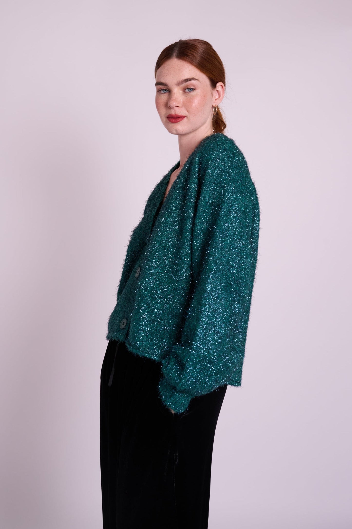 Sparkly Mabel Cardigan - Emerald Green