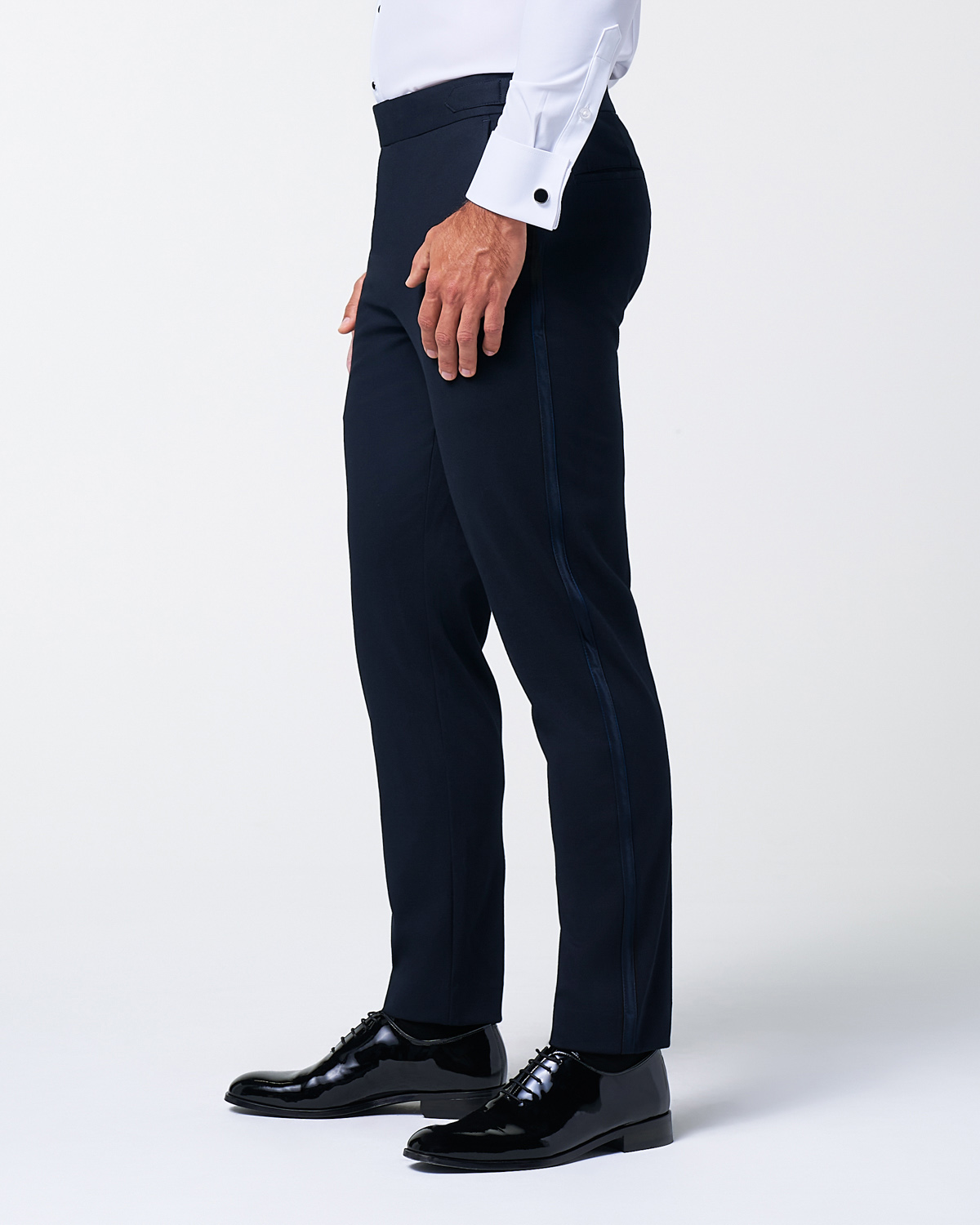 Athletic Fit Stretch Tuxedo Pants - Navy With Navy Stripe