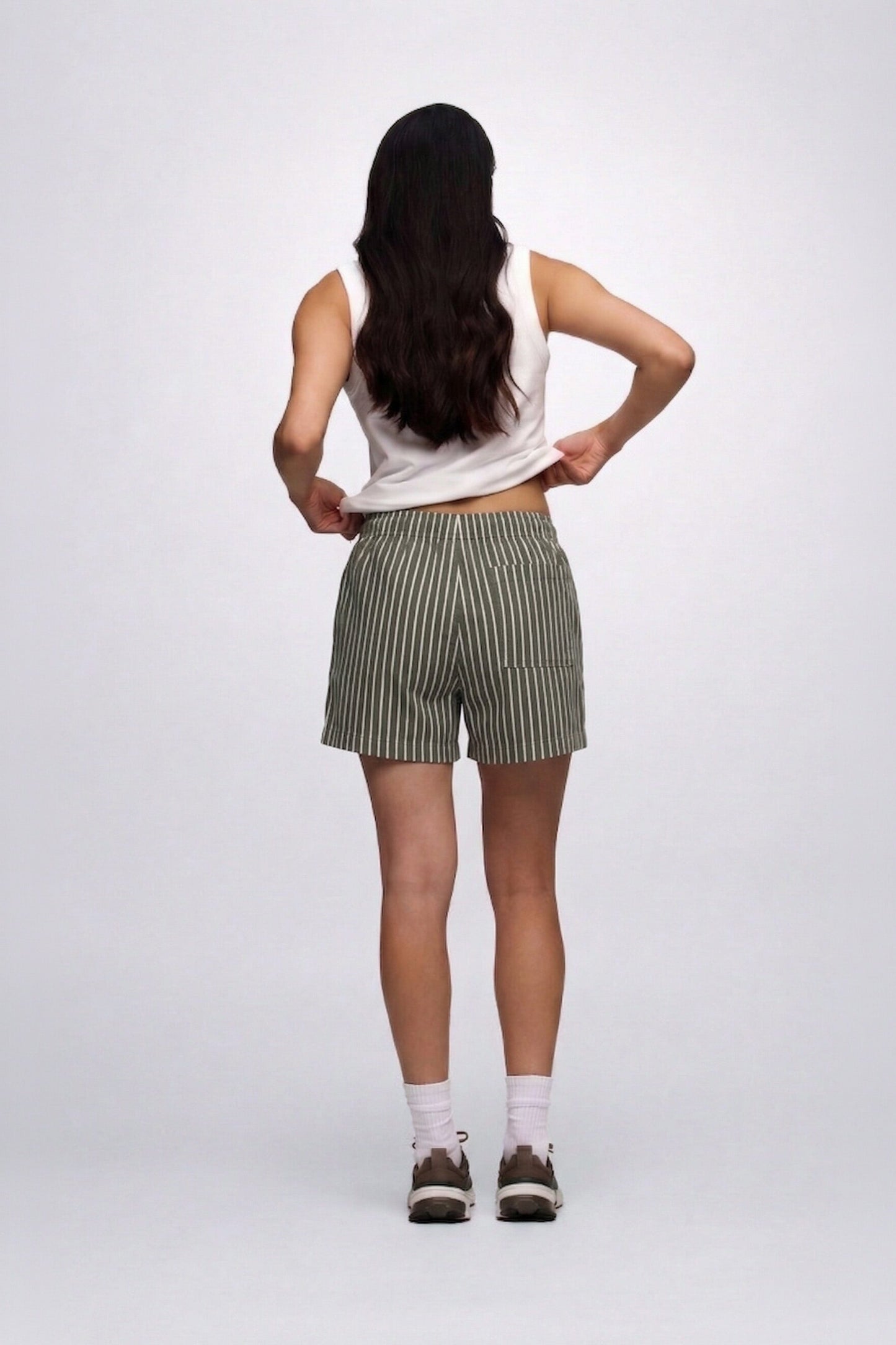 Poplin Short | Darkest Olive Stripe
