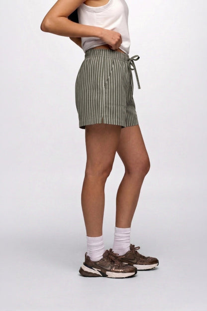 Poplin Short | Darkest Olive Stripe