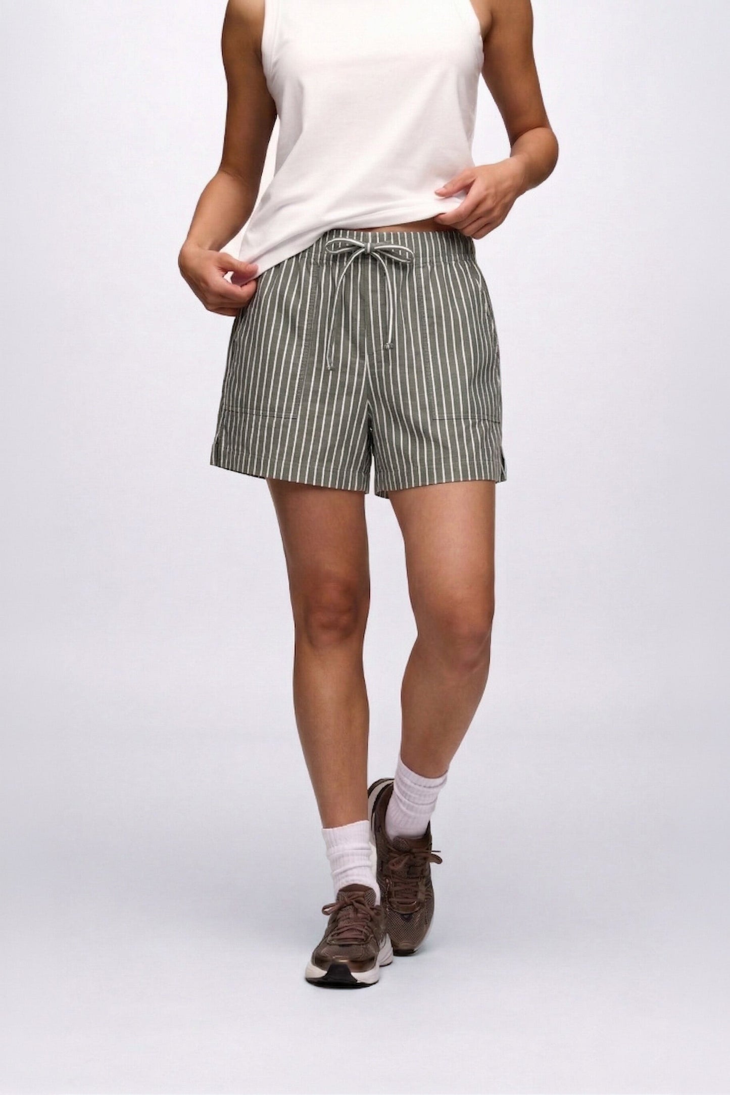 Poplin Short | Darkest Olive Stripe