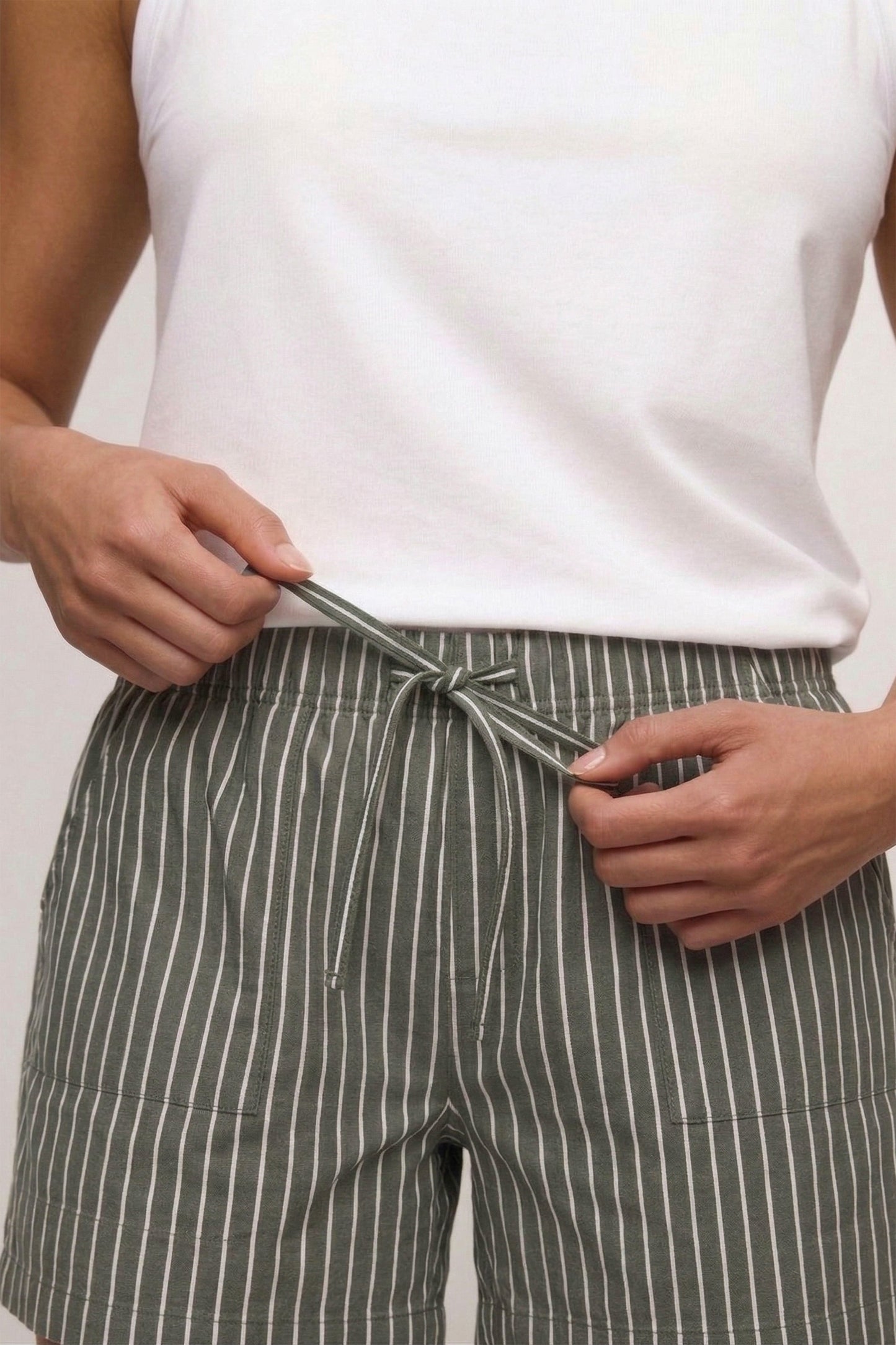 Poplin Short | Darkest Olive Stripe
