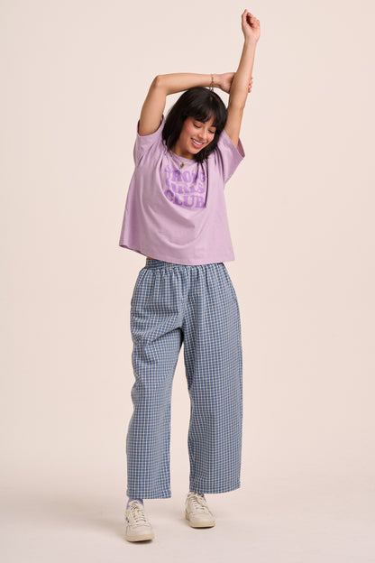 Ottie Denim Trousers - Blue Mini Plaid