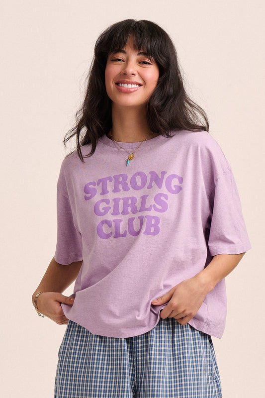 Strong Girls Club Relaxed Boxy TShirt- Lilac