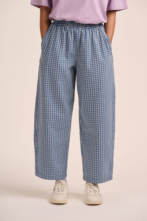 Ottie Denim Trousers - Blue Mini Plaid
