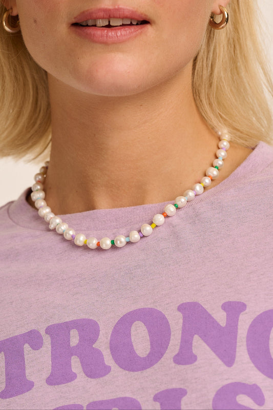Cordelia Pearl & Rainbow Necklace