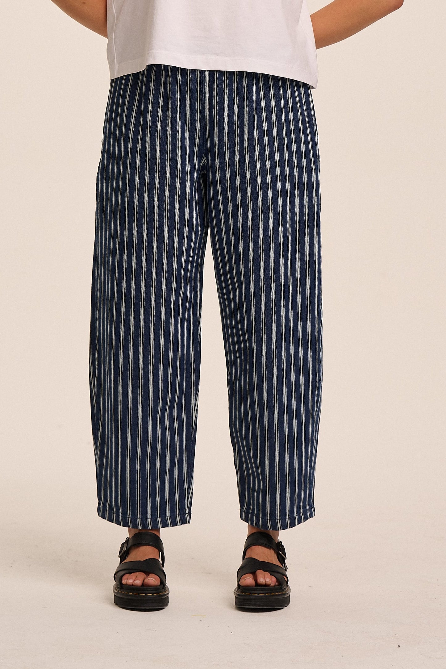 Ottie Denim Trousers - Mid Wash Stripe