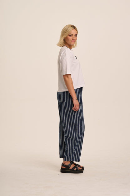 Ottie Denim Trousers - Mid Wash Stripe