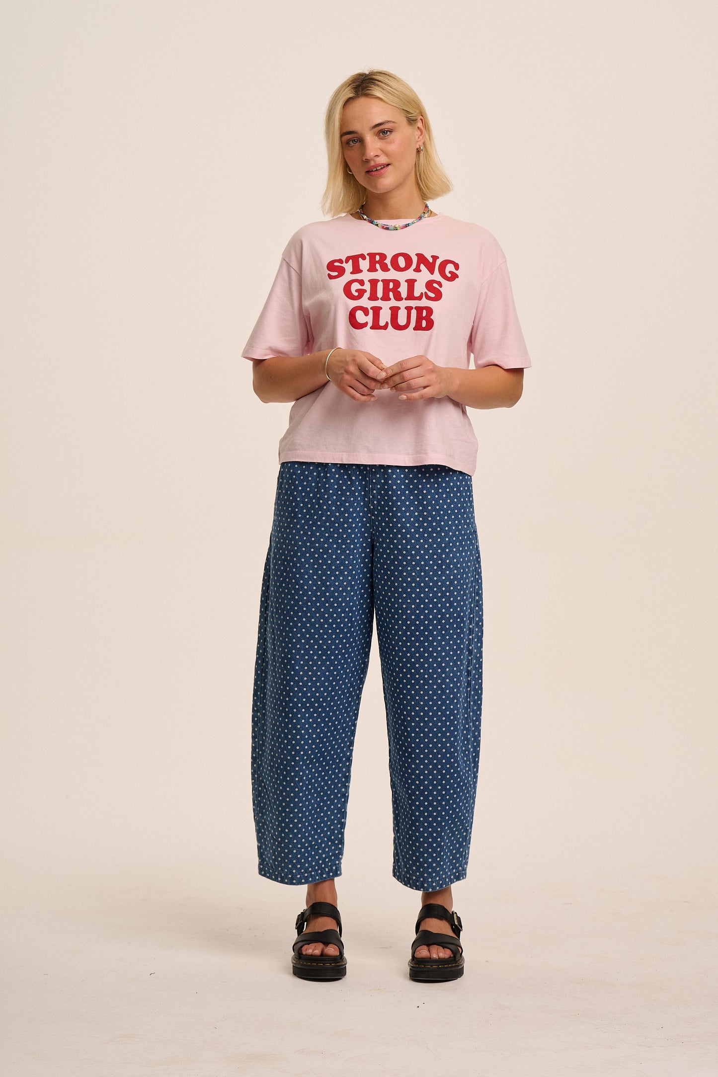 Ottie Denim Trousers - Mid Wash Dotty