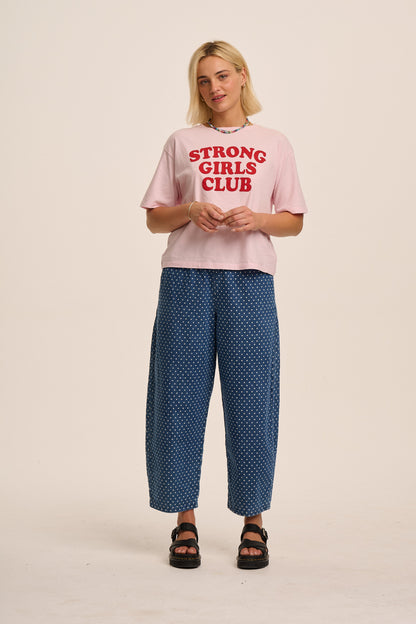 Ottie Denim Trousers - Mid Wash Dotty