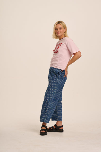 Ottie Denim Trousers - Mid Wash Dotty