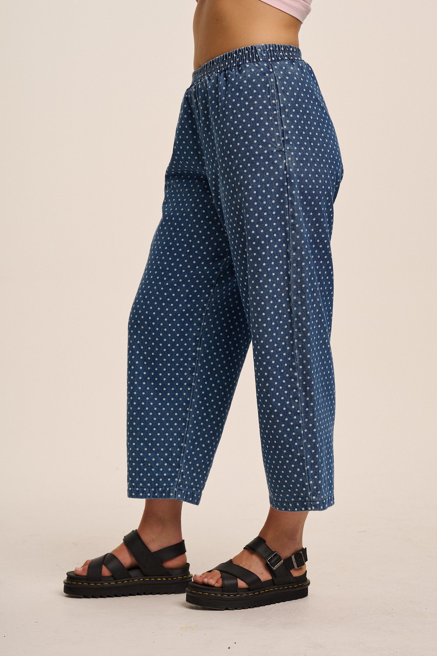 Ottie Denim Trousers - Mid Wash Dotty