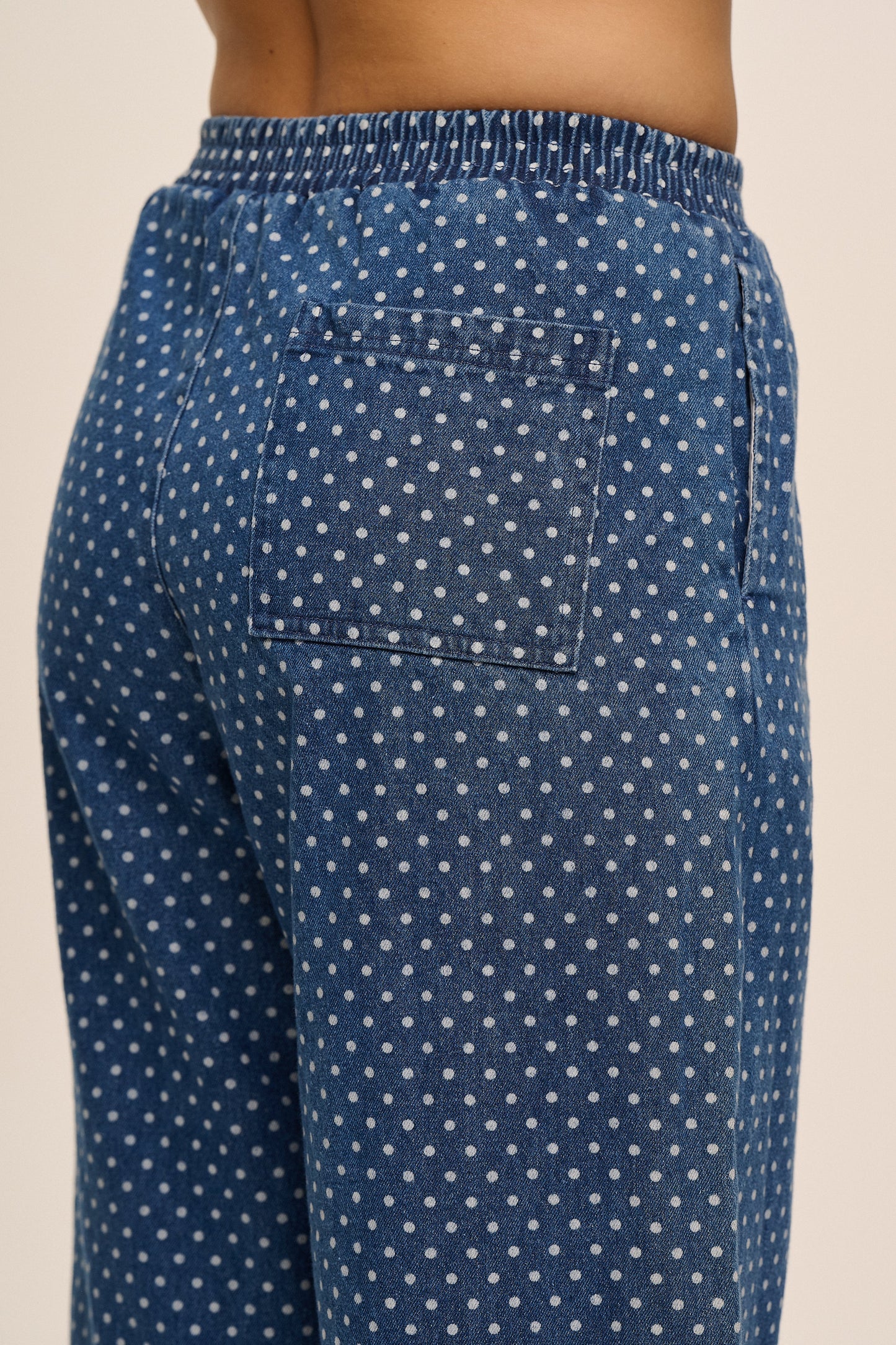 Ottie Denim Trousers - Mid Wash Dotty