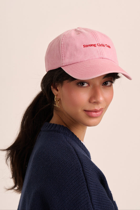 Strong Girls Club Vintage Wash Slogan Cap - Dusky Pink