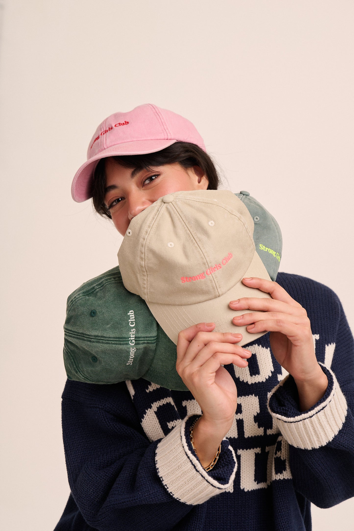Strong Girls Club Vintage Wash Slogan Cap - Dusky Pink