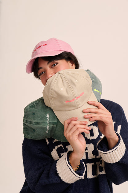 Strong Girls Club Vintage Wash Slogan Cap - Dusky Pink