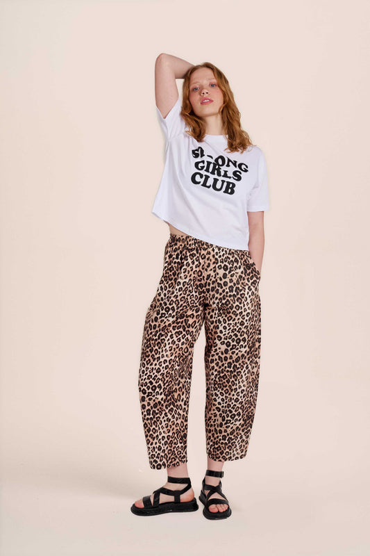 Peggy Trousers - Linen Leopard