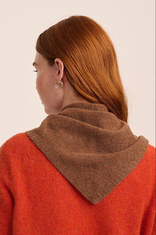 Nova Merino Wool Knitted Triangle Scarf - Timber