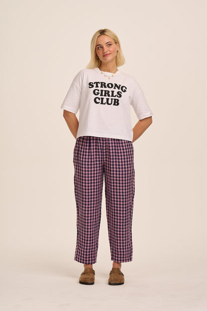 Peggy Linen Trousers - Pink Gingham