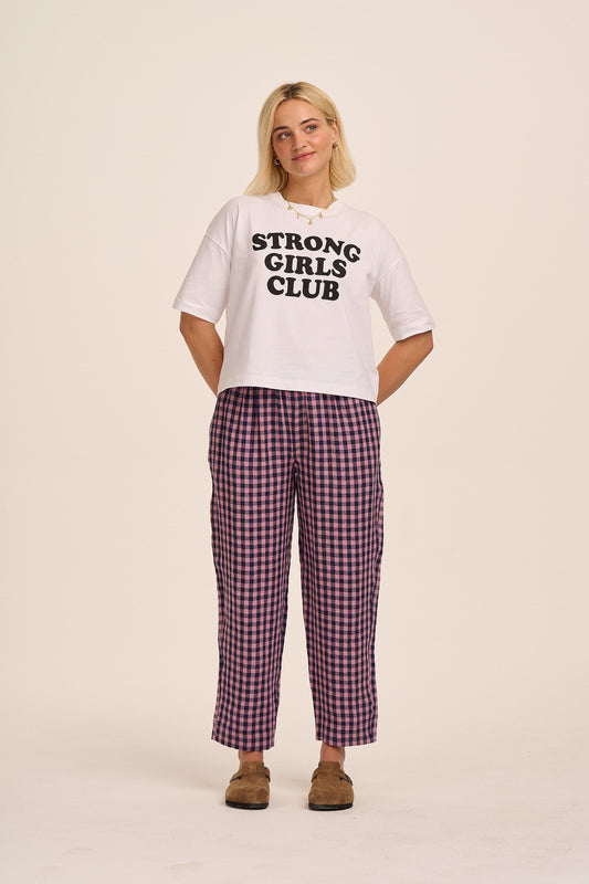 Peggy Linen Trousers - Pink Gingham