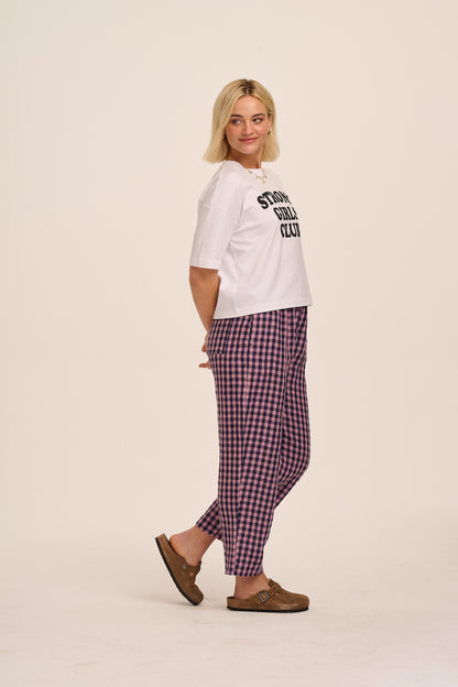 Peggy Linen Trousers - Pink Gingham