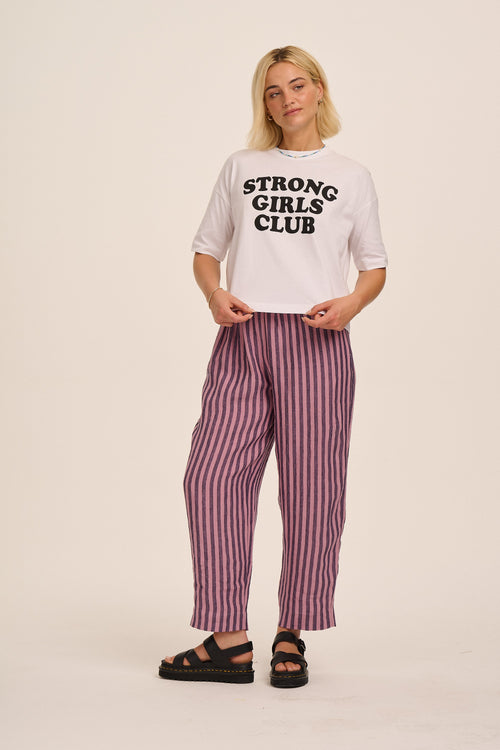 Peggy Linen Trousers - Purple & Pink Stripe