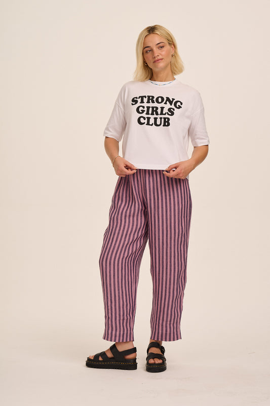Peggy Linen Trousers - Purple & Pink Stripe