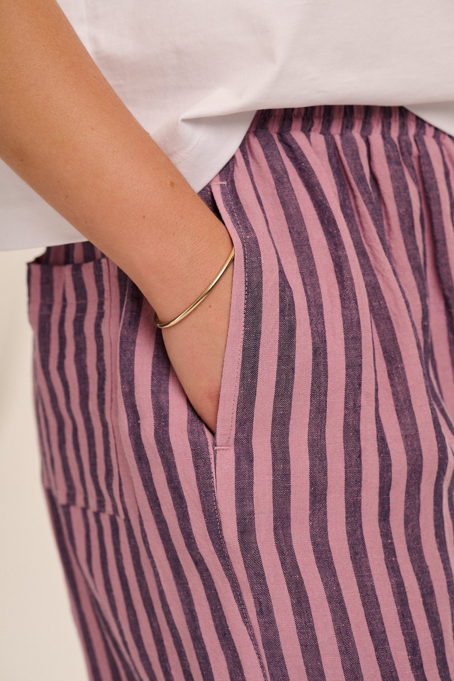 Peggy Linen Trousers - Purple & Pink Stripe